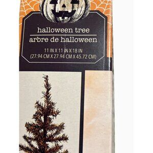 Artificial Halloween Tree With Stand 18 Inch Black and Orange Miniature